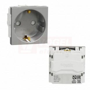 NU303730 Unica zásuvka SCHUKO 2P+E 250V/16A, clonky, šroubová, Aluminium