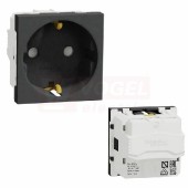 NU303754 Unica zásuvka SCHUKO 2P+E 250V/16A, clonky, šroubová, Antracit RAL7021