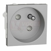 NU304930 Unica zásuvka 45° 250V/16A 2P+E, clonky, bezšroubová, Aluminium
