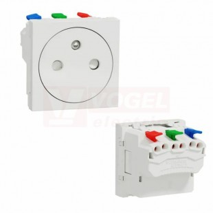 NU305220 Unica zásuvka skrytá 250V/16A 2P+E, clonky, bezšroubová, barva bílá Antibakteriální