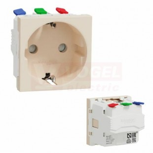 NU305744 Unica zásuvka SCHUKO 2P+E 250V/16A, clonky, bezšroubová, barva béžová