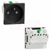 NU305954E Unica zásuvka 250V/16A 2P+E, clonky, bezšroubová, Antracit  RAL7021