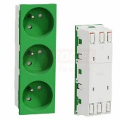 NU307906 Unica zásuvka trojitá 45° 250V/16A 3x2P+E, clonky, bezšroubová, barva zelená