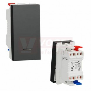 NU310354S Unica přepínač střídavý ř.6 s nulovou svorkou, 1M, Antracit RAL7021, pružinové svorky, hmatník s průzorem pro LED