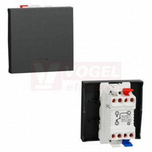NU320354S Unica přepínač střídavý ř.6 s nulovou svorkou, 2M, Antracit RAL7021, pružinové svorky, hmatník s průzorem pro LED