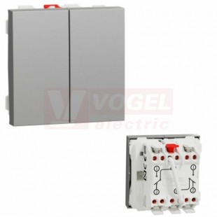 NU321330 Unica přepínač dvojitý střídavý ř.6+6 (5b), Aluminium, pružinové svorky