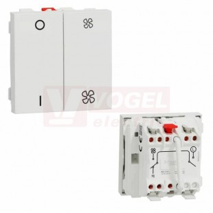 NU321418 Unica mechanismus ovládání rychlosti ventilátoru dvojitý ř.1/0, barva bílá RAL9003, 10A/250V, pružinové svorky