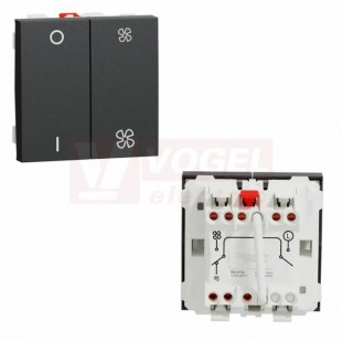 NU321454 Unica mechanismus ovládání rychlosti ventilátoru dvojitý ř.1/0, Antracit RAL7021, 10A/250V, pružinové svorky
