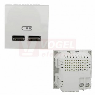 NU341818 Unica 2xUSB nabíjecí konektor A+A, 2.1A, 2M, barva bílá RAL9003, šroubové svorky