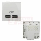 NU341818 Unica 2xUSB nabíjecí konektor A+A, 2.1A, 2M, barva bílá RAL9003, šroubové svorky