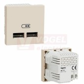 NU341844 Unica 2xUSB nabíjecí konektor A+A, 2.1A, 2M, barva béžová RAL1013, šroubové svorky