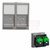 NU342630 Unica zásuvka datová 2xRJ45 Kat.6 STP, 2M, ochraný kryt, držák štítku, Aluminium