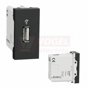 NU342954 Unica USB 2.0 datový konektor, 1M, Antracit RAL7021, šroubové svorky