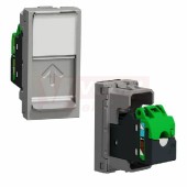 NU344830 Unica zásuvka datová 1xRJ45 Kat.6A FTP, 1M, ochraný kryt, držák štítku, Aluminium