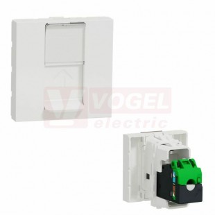 NU344918 Unica zásuvka datová 1xRJ45 Kat.6A FTP, 2M, ochraný kryt, držák štítku, barva bílá RAL9003