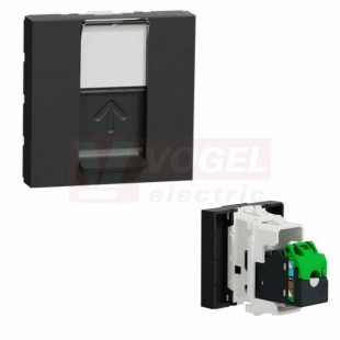 NU344954 Unica zásuvka datová 1xRJ45 Kat.6A FTP, 2M, ochraný kryt, držák štítku, Antracit RAL7021