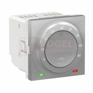 NU350330 Unica termostat podlahový otočný 2M, 230V/50Hz, rozsah 5-45°C, šroubové svorky, Aluminium, v=45mm, š=45mm, hl=47mm, IP20, IK01