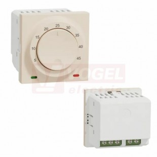 NU350344 Unica termostat podlahový otočný 2M, 230V/50Hz, rozsah 5-45°C, šroubové svorky, barva béžová RAL1013, v=45mm, š=45mm, hl=47mm, IP20, IK01