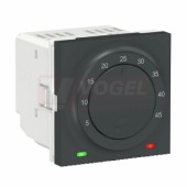 NU350354 Unica termostat podlahový otočný 2M, 230V/50Hz, rozsah 5-45°C, šroubové svorky, Antracit RAL7021, v=45mm, š=45mm, hl=47mm, IP20, IK01