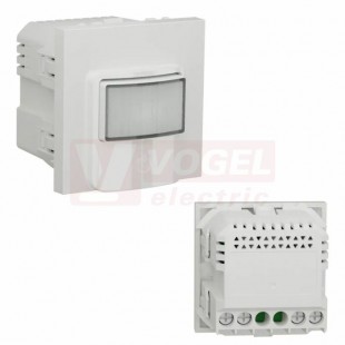 NU352518 Unica detektor pohybu s PIR čidlem, detekce 5-500lx, sepnutí 1-30min, úhel 160°, 230VAC/50Hz, 10A, 2M, šroubové svorky, barva bílá RAL9003