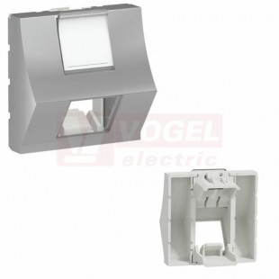 NU940730 Unica centrální deska zkosená RJ45 S-ONE, 2M, držák štítku, Aluminium