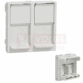 NU942020 Unica centrální deska 2xRJ45 S-ONE, 2M, ochraný kryt, držák štítku, barva bílá RAL9003 Antibakteriální