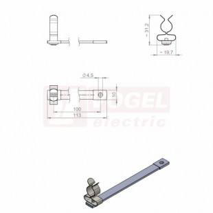 MB 100/6/M4+M4/MSKL 8-18 uzemňovací pásek,  rozměr 113x19,7x31,2mm (32695.02)