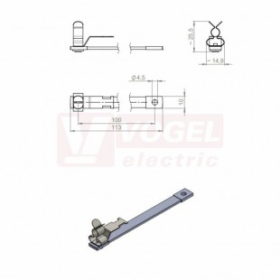 MB 100/6/M4+M4/Z-MSKL 3-12 uzemňovací pásek, rozměr 113x14,9x25mm  (32695.011)