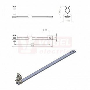 MB 200/6/M4+M4/MSKL 8-18 uzemňovací pásek, rozměr 213x19,7x31,2mm (32707.02)