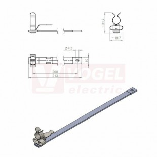 MB 200/6/M4+M4/Z-MSKL 8-18 uzemňovací pásek, rozměr 231x19,7x31,2mm (32707.021)