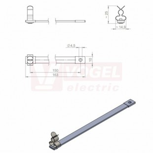 MB 150/6/M4+M4/MSKL 3-12 uzemňovací pásek, rozměr 163x14,9x25mm (39710.01)