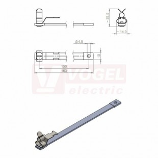 MB 150/6/M4+M4/Z-MSKL 3-12 uzemňovací pásek, rozměr 163x14,9x25mm (39710.011)