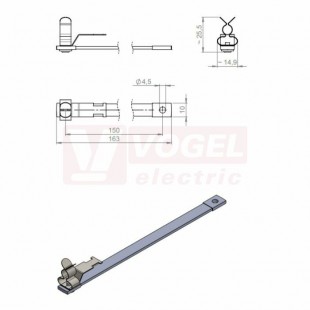 MB 150/6/M4+M4/Z-MSKL 8-18 uzemňovací pásek, rozměr 163x19,7x31,2mm (39710.021)