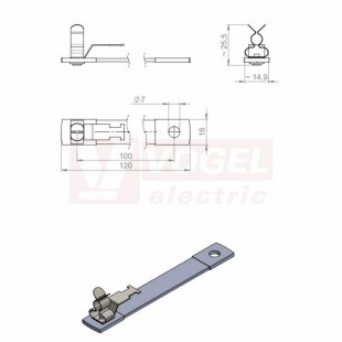 MB 100/10/M6+M4/Z-MSKL 3-12 uzemňovací pásek, rozměr 120x14,9x25mm (39711.011)