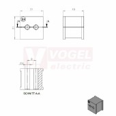KT  2/4 CR (S)VOC gy průchodková vložka, malá, šedá RAL7035, dx21mm, šx21mm, vx19mm, instal.v x2mm, pro kulatý kabel, pr.kabelu 2x 4-4mm, IP54 (39906.600)