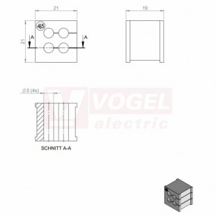 KT  4/5 CR (S)VOC gy průchodková vložka, malá, šedá RAL7035, dx21mm, šx21mm, vx19mm, instal.v x2mm, pro kulatý kabel, pr.kabelu 4x 5-5mm, IP54 (39908.600)