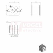 KT  4/6 CR gy průchodková vložka, malá, šedá RAL7035, dx21mm, šx21mm, vx19mm, instal.v x2mm, pro kulatý kabel, pr.kabelu 4x 6-6mm, IP54 (ISO 14644-1) (39932.601)