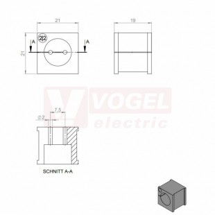 KT  2/2 CR (S)VOC gy průchodková vložka, malá, šedá RAL7035, dx21mm, šx21mm, vx19mm, instal.v x2mm, pro kulatý kabel, pr.kabelu 2x 2-2mm, IP54 (39935.600)