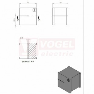 KT  1 CR gy průchodková vložka, malá, šedá RAL7035, dx21mm, šx21mm, vx19mm, instal.v x2mm, pro kulatý kabel, pr.kabelu 1x 1-2mm, IP68 (ISO 14644-1) (39941.601)