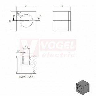 KT  2/1 CR (S)VOC gy průchodková vložka, malá, šedá RAL7035, dx21mm, šx21mm, vx19mm, instal.v x2mm, pro kulatý kabel, pr.kabelu 2x 1-1mm, IP54 (39942.600)