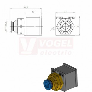 AT-K-M14X1,0  průchodková vložka, malá, Bulkhead, IP66, rozměr 21x21x19mm (39972)