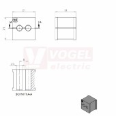 KT  2/5 CR (S)VOC gy průchodková vložka, malá, šedá RAL7035, dx21mm, šx21mm, vx19mm, instal.v x2mm, pro kulatý kabel, pr.kabelu 2x 5-5mm, IP54  (41200.600)