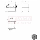KT  2/ø6 CR gy průchodková vložka, malá, šedá RAL7035, dx21mm, šx21mm, vx19mm, instal.v x2mm, pro kulatý kabel, pr.kabelu 2x 6-6mm, IP54 (41201.600)