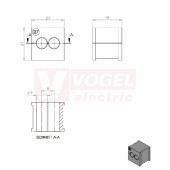 KT  2/7 CR (S)VOC gy průchodková vložka, malá, šedá RAL7035, dx21mm, šx21mm, vx19mm, instal.v x2mm, pro kulatý kabel, pr.kabelu 2x 7-7mm, IP54 (41202.600)