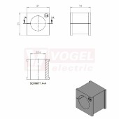 KT 14 CR (S)VOC gy průchodková vložka, malá, šedá RAL7035, dx21mm, šx21mm, vx19mm, instal.v x2mm, pro kulatý kabel, pr.kabelu 1x 14-15mm, IP68 (41214.600)
