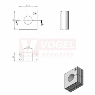 KT 19 CR gy průchodková vložka, velká, šedá RAL7035, dx41,5mm, šx42mm, vx19mm, montážní výška 2mm, pro kulatý kabel, pr.kabelu 1x 19-20mm, IP68 (ISO 14644-1) (41219.601)