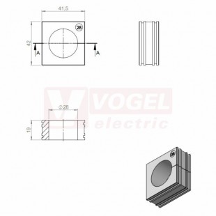 KT 28 ČR (S)VOC gy průchodková vložka, velká, šedá RAL7035, dx41,5mm, šx42mm, vx19mm, montážní výška 2mm, pro kulatý kabel, pr.kabelu 1x 28-29mm, IP68 (41228.600)