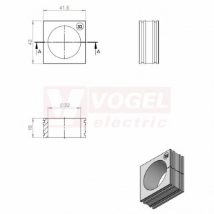 KT 32 CR gy průchodková vložka, velká, šedá RAL7035, dx41,5mm, šx42mm, vx19mm, montážní výška 2mm, pro kulatý kabel, pr.kabelu 1x 32-33mm, IP68 (ISO 14644-1) (41232.601)