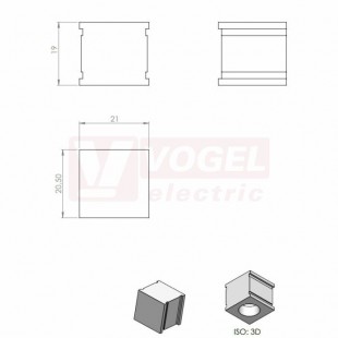 BTK CR (S)VOC záslepka, malá, šedá RAL7035, dx21mm, šx21mm, vx19mm, inst.výška 2mm (41251.600)