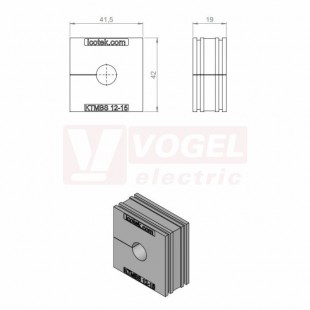 KTMBS 12-15 průchodková vložka, velká, šedá RAL7035, délka 41,5mm, šířka 42mm, výška 19mm, instalační výška 2mm, pro kulatý kabel, pr.kabelů 1x 12-15mm, IP54 (41384)